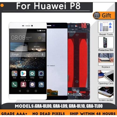 For HUAWEI P8 GRA UL00 UL10 L09 LCD screen assembly with front case touch glass, original black White Golden