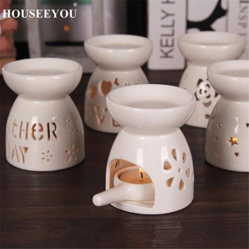 HOT Ceramic Candle Holder Essential Oil Burner Diffuser Aromatherapy Incense Lamps Porcelain Home Living Room Decors