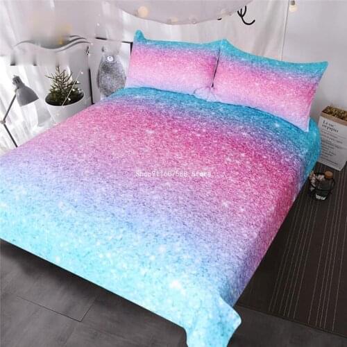 3D Rainbow Bedding Set Girly Colorful Pastel Colors Realistic Duvet Cover 2/3 PCS Kids Bedspreads Custom Bed Comforters