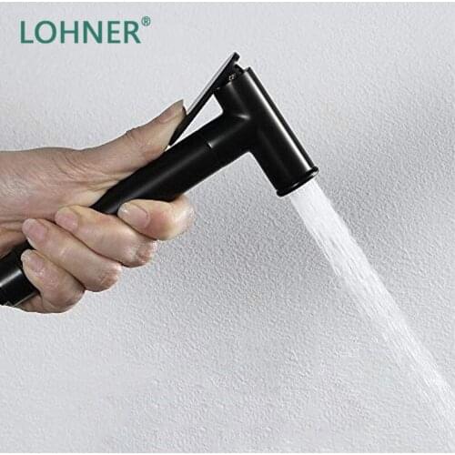 Lohner Black Toilet Hand Bidets Faucet Bathroom Bidet Shower Sprayer Brass T Adapter 1.2m Hose Tank Hooked Holder Easy Install