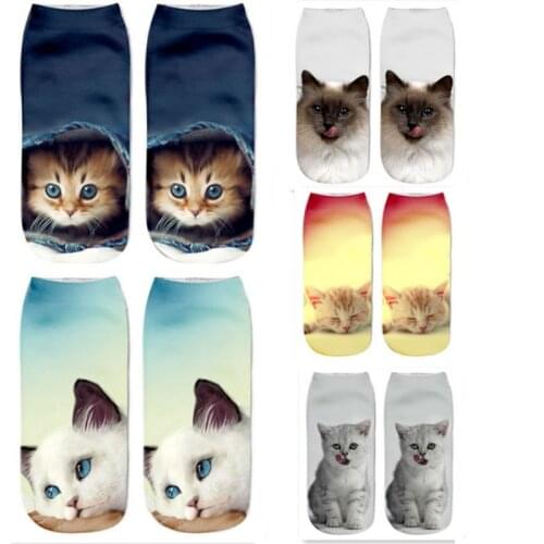 Cute Animal 3D Cartoon Three-dimensional Socks Japanese Original House Fun Animal Cat 3D Printing Boat Socks Animal Print