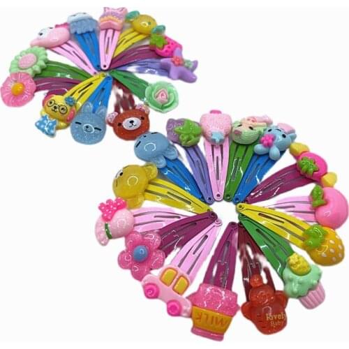 20Pcs/Lot Fashion Children Hairpin Acrylic Barrette BB Clip Cartoon Flower Bow Baby Hairpins Kids Hairgrip Girl Hair Accessories