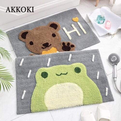 Cartoon Animal Flocking Mats Household Cute Kitchen Bedroom Door Carpets Anti Slip Bathroom Toilet Floor Cushions Absorbent Rugs