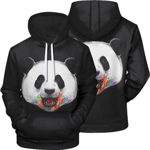 Mens creative panda pattern hoodie 3D cool digital printing sweater jacket casual factory wholesale