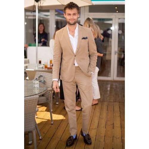 2017 Latest Coat Pant Designs Brown Tan Linen Men Suit Slim Fit Custom 2 Piece Tuxedo Prom Groom Suits Blazer Terno Masculino