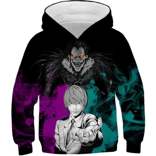 New Japanese Anime 3D Death Note Yagami Light Kids Sweatshirt Boys Girls Funny Fashion Hoodies Harajuku Sportswear Clothes 4-14T