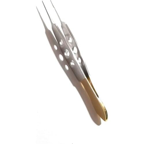 Stainless steel ophthalmic micro forceps with gold handle, double eyelid shaping tool, fat forceps, ophthalmic tooth tweezers