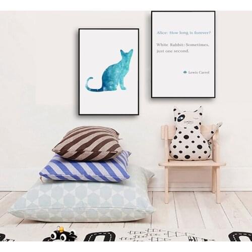 Alice Adventure Poster Canvas Art Print , How Long Is Forever Love Cat Wall Picture Canvas Painting Bedroom Wall Art Decor