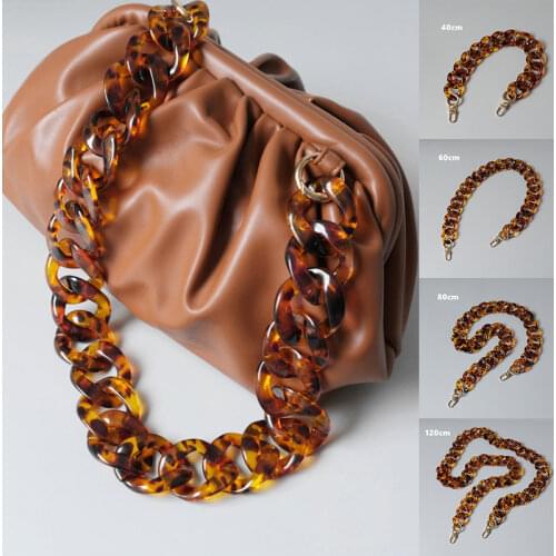 Fish Bone Leopard Bag Strap 40cm-120cm Acrylic Resin Handbag Chain Strap Bands Detachable Replacement Shoulder Bag Accessories