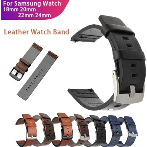 High Quality Leather Strap for Samsung Galaxy Watch 3 41mm 45mm Active2 20mm Watchband for Samsung Watch Replacement Wriststrap