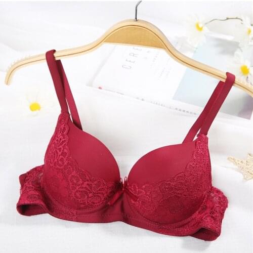 Black white Sexy Women Push Up Bra gather Breast lace Underwear Adjustment support chest bra student girl duoble cup plump bra