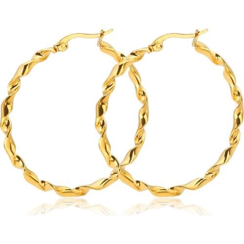 Minimalist Trendy Large Hoop Earrings For Women Geometric Round Circle Loop Earrings Stainless Steel Jewelry