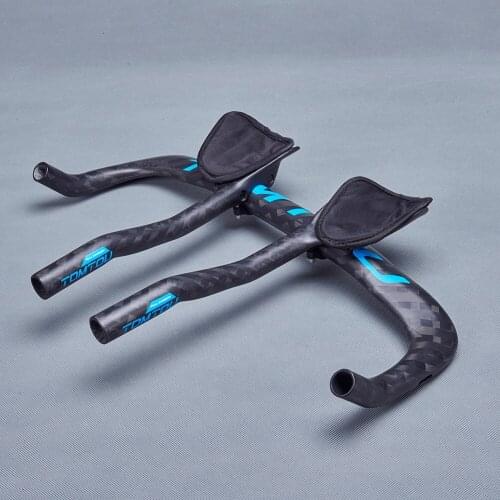 TOMTOU Bicycle Full 12k Carbon Bike Handlebar Travel Cycling Parts Aero Bar Rest TT Handlebar Sets 380/400/420/440/460mm
