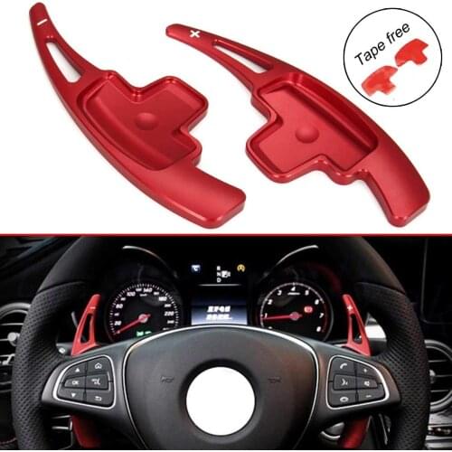 2pcs GSD Aluminium Alloy Car Steering Wheels Shift Paddle Shifter Extension for Benz A B C Class W176 W205 W212 W222 W246 red