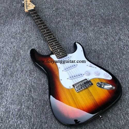 High-quality 6-string electric guitar, sun-colored paulownia body, light electric guitar, rose fingerboard, postage