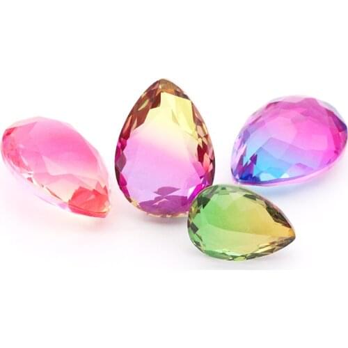 XIAOPU Tear Drop Gradient Ramp Tourmaline Shining Loose Rhinestones K9 Glass Strass Crystal Glue on Jewelry Accessories Dress