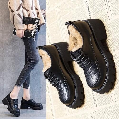 LAASIMI Women Platform Heighten Shoes Woman Plush Spring Winter Warm Pumps Casual Lace Up Female Footwear 2021 New Fashion Shoe