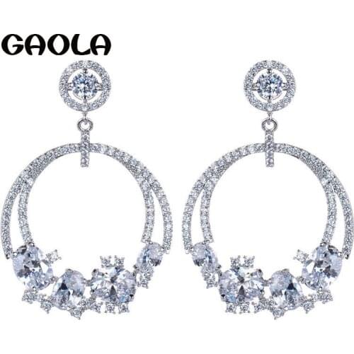 Woman Ladies AAA Cubic Zirconia Earring Elegant Large Dangle Earrings GLE4678