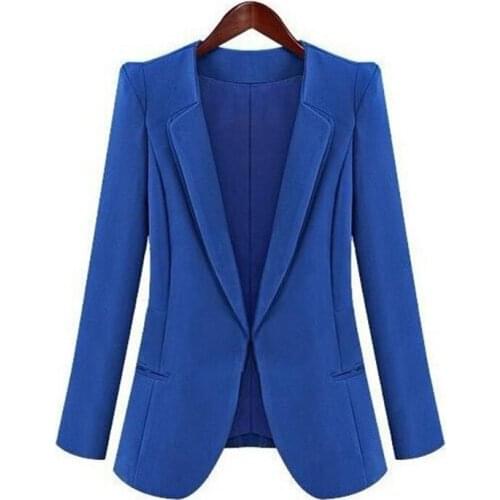 Ladies Suit Jacket European American Fashion Long Dark Buckle Large Size Slim Small Suit Spring Autumn Casual Wild Suit Jacket