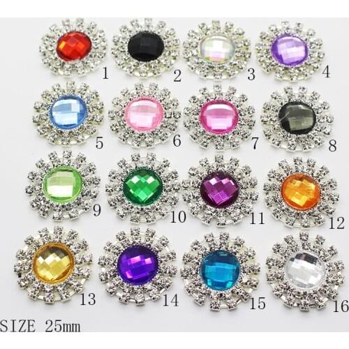 ZMASEY Mix Color Wedding Buttons Home Shiny Decoration Ribbon Lace Flower DIY Sewing Accessories 25MM 10Pcs/Lot Sale Prices