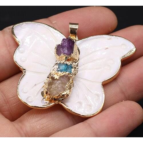 1pcs High Quality Natural Butterfly Shape White Shell Pendant for Charm Earring Necklace Jewelry Making Women Gift Size 40x45mm