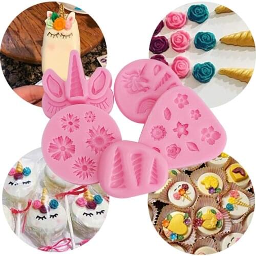 1PCS Unicorn Flower Conch Fondant Craft 3D Resin Mold Baking Cake Chocolate Soap Making Mold