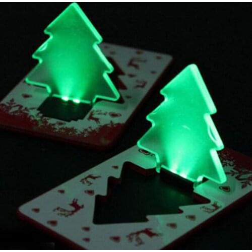 Lot 10PCS Mini Pocket LED Night Light Folding Credit Card Christmas Tree Lamp Christmas Xmas Gift Nice Gifts