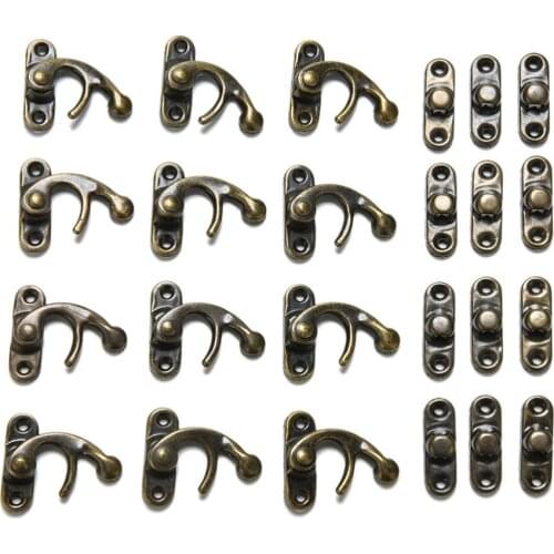 12pcs/lot Hot Selling Mini Antique Metal Lock Catch Curved Buckle Horn Lock Clasp Hook Gift Jewelry Box Padlock 3 Colors