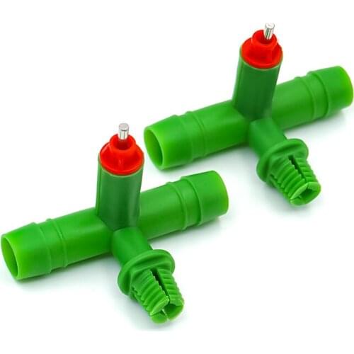 2Pcs Chicken Nipple Automatic Drinker Green Plastic Tee Tube Poultry Nipple Drinker Poultry Chicken Feeding Supplies Durable