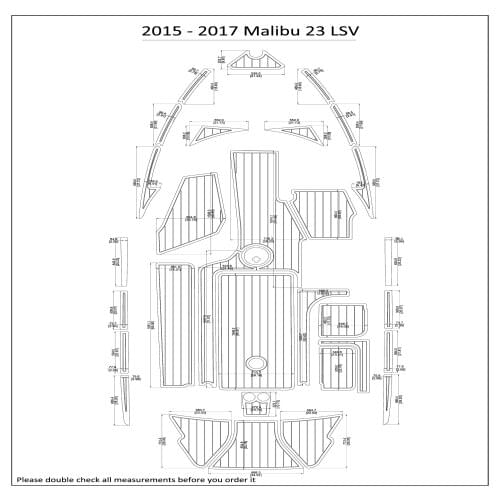 2015 - 2017 Malibu 23 LSV Swim Step & Cockpit Pad Boat EVA Teak Decking 1/4" 6mm