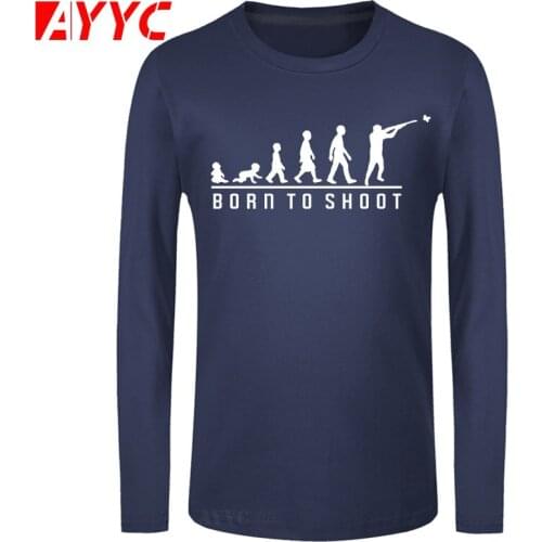 AYYC long sleeve tee Born To Shoot (Clay Pigeon) - Mens T-Shirt - Skeet - Shooting Print T Shirt Mens Hot Tops Tshirt Homme