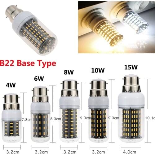 B22 LED 4014 SMD 4W 6W 8W 10W 15W Corn Light Bulb AC 220V 110V 36 56 72 96 138 leds home lighting 1pcs Free Shipping