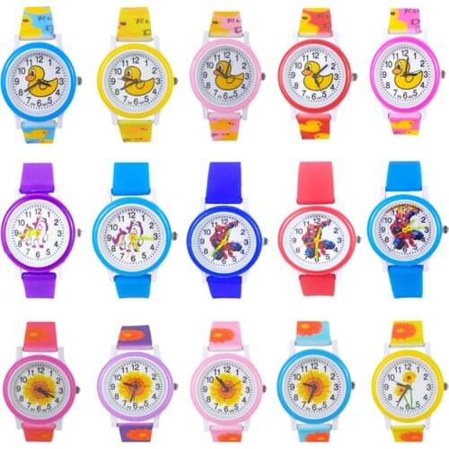 Children Watch Cartoon Pattern Duck Unicorn Chrysanthemum Pony Watches for Kids Boys Girls Baby Learning Clock Christmas Gift