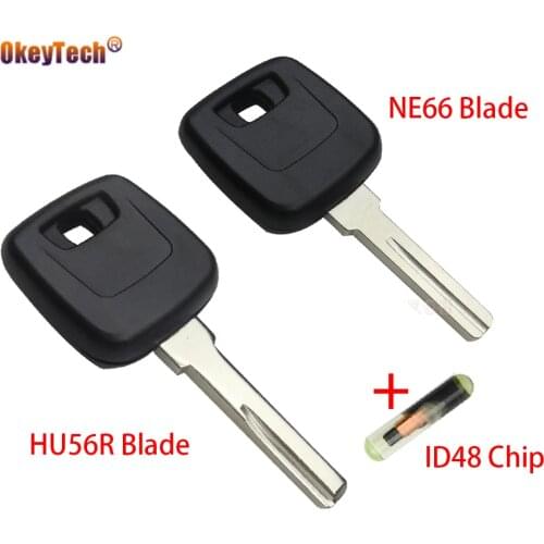 OkeyTech Transponder Key Shell For VOLVO S40 V40 S60 S80 XC70 Auto Car Key Case Fob With NE66/HU56R Uncut Blade ID48 Chip