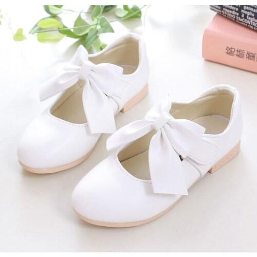 White Pink Flower Childrens Princess Leather Shoes For Teenager Kids Girls Sweet Dress Shoes Kids 4 5 6 7 8 9 10 12 Years Old