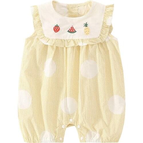 Baby Rompers Summer Sleeveless Cartoon Fruit Girls Clothes Toddler Infant Cotton Bodysuits 6-24months SLZ008