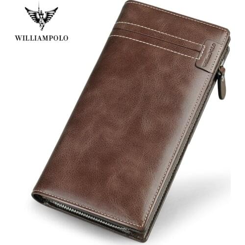 Luxury Genuine leather Long Wallet For Men Fashion Vintage Credit Card Holder Coin Purses Business Clutch Cowhide leather 2020