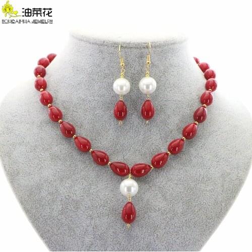 Elegant Pearl Coral Necklace Pendant Earrings 14 Styles Women Girl Fashion Glamour Accessories Banquet Wedding Christmas Gifts