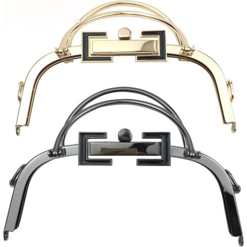 4pcs/lot 20.5cm New Women Handle Metal Frame Purse Glossy Vintage golden Kiss Clasp Lock DIY Accessories for Bag 6pcs