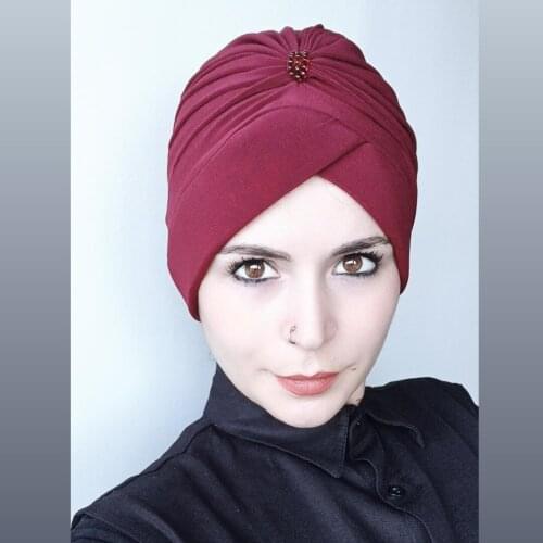 Hijab double sided stone detail bone