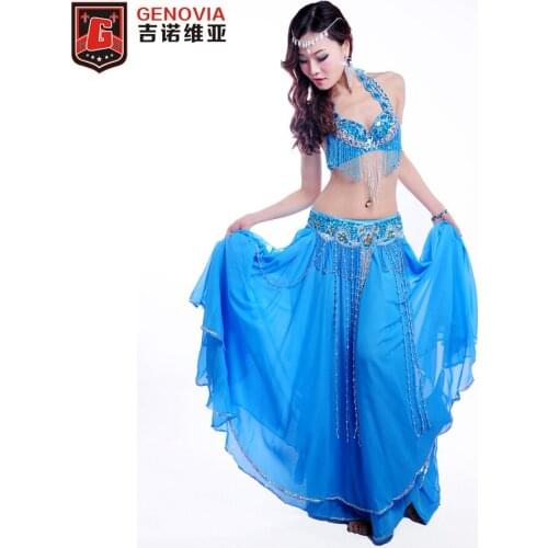 2018 Size S-XL Belly Dance Costume Outfits 3 Pcs Bra&belt&skirt Belly Dancing Performance Costume 11 Colours