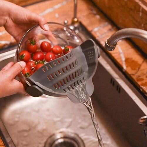 Kitchen Accessories Plastic Fruit Vegetable Drainer Basket Filter Leakproof Baffle Funnel for Jars Kitchen Gadget Pot Side Drain