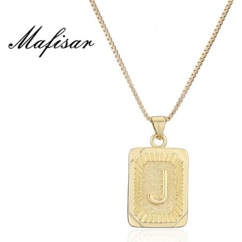 Mafisar Initial Letter Pendant Name Necklack Yellow Gold Letter J K Necklace For Women Men Best Friend Jewelry Gifts