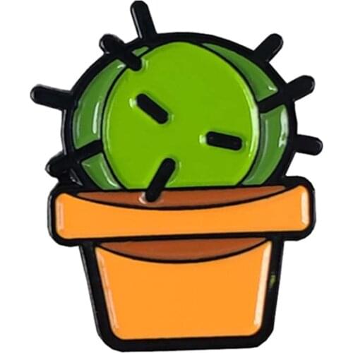 Metal Cut Custom Dyed Black Plated Ball Cactus Enamel Lapel Pin Badge Brooch Please Send Me Your Design Welcome DIY Your Pin