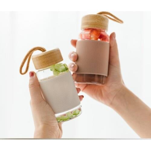 Cute Mini Water Bottle Glass Women Portable Silicone Sleeve Waterbottle 200ml Leak Proof Garrafa De Agua Travel Bottles AB50WB
