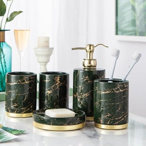 Nordic bathroom toilet set, household items, luxury ceramic mouthwash cup set, hotel supplies