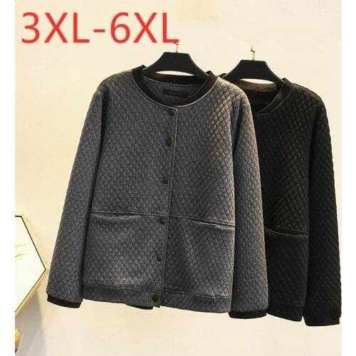 New 2020 ladies autumn winter plus size jacket for women large casual loose long sleeve button pocket gray coat 3XL 4XL 5XL 6XL