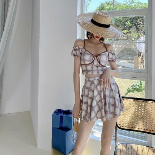 2021 New Womens Swimwear Summer Suit Bathing Suits High Waisted Bikini Set Two Piece Swimsuit Skirt Sleeves Beachwear