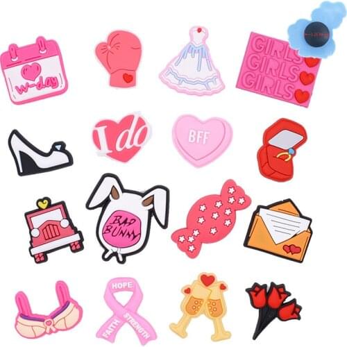 NEW Wholesale 1PCS Lovely Pink Candy Bags Car Shoe Accessories PVC Shoe Charms Fits Shoes Children Party Gift