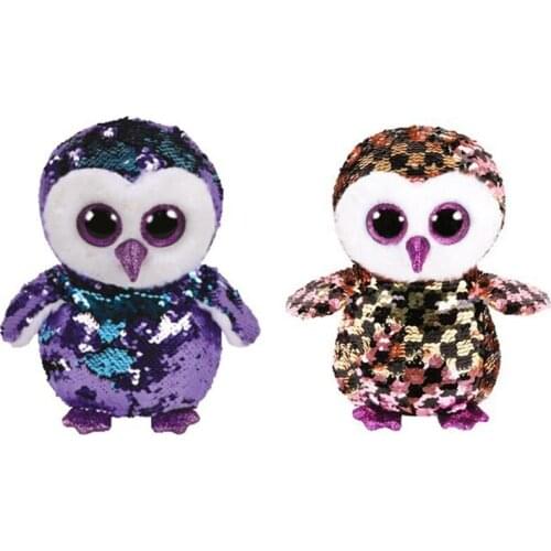 New Big Eyed Sequins Owl Plush Kids Stuffed Animals Toys For Children Gifts 15CM